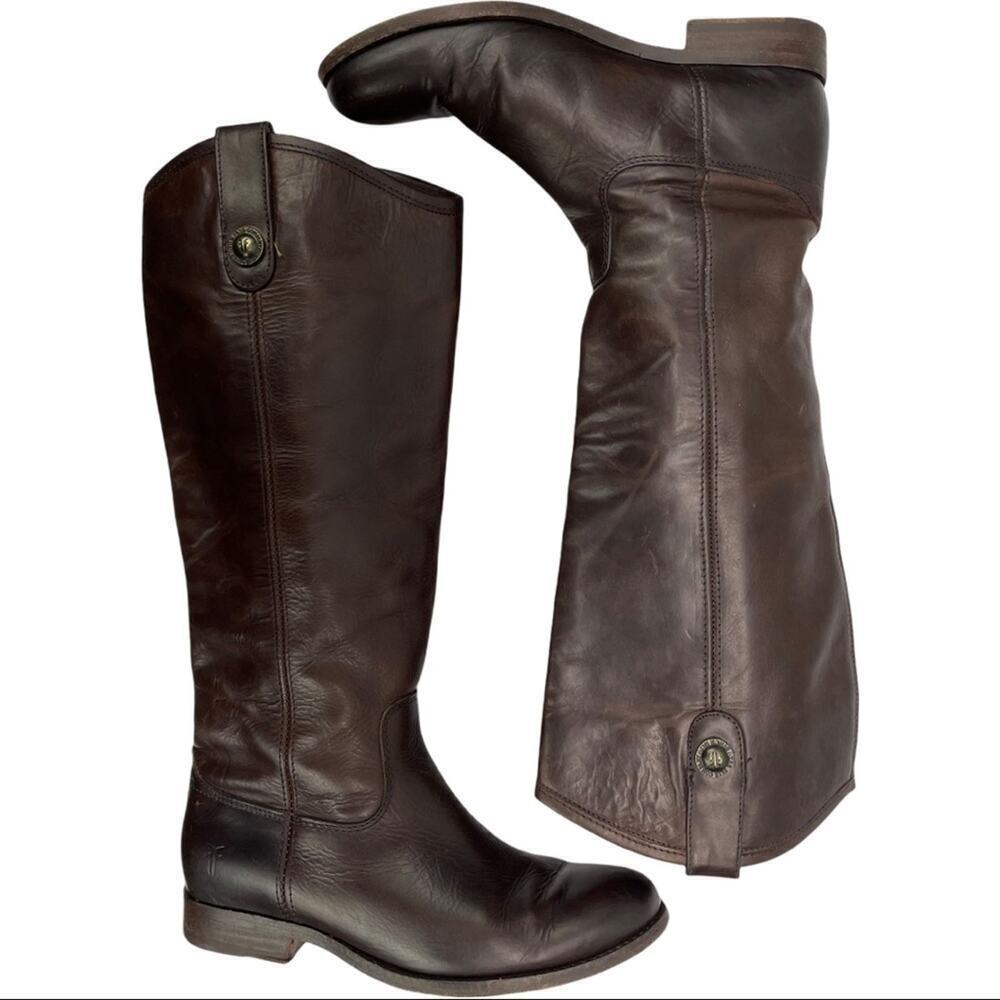 Frye Dark Brown Leather Melissa Western Tall Riding Boots  Size 5.5 Style 77167 - Picture 5 of 16